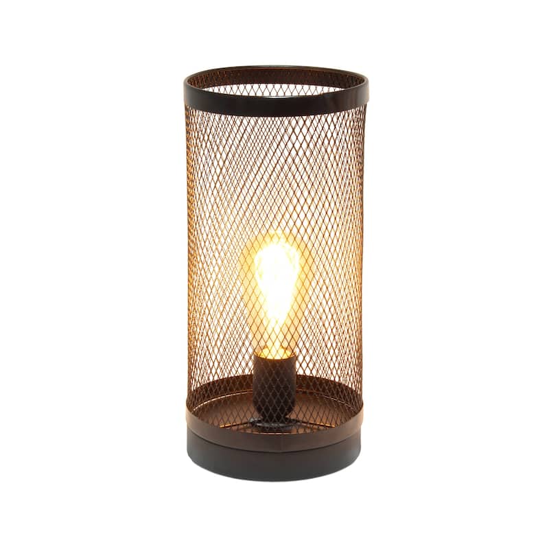 Cylindrical Metal Mesh Table Lamp - 12.75" - Black