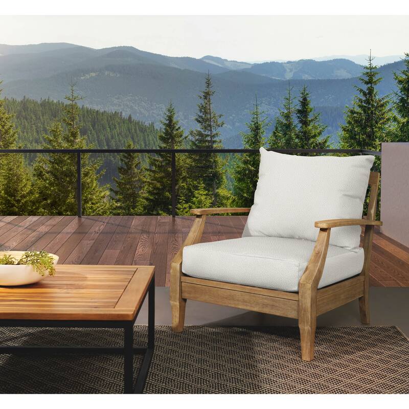 Sorra Home Outdoor Valdese Boucle Deep Seating Pillow and Cushion Set - 23 in W x 25 in D x 5 in H - Ivory