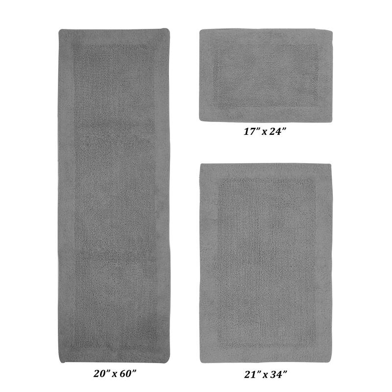 Better Trends Bath Rugs Set 100% Cotton Tufted Soft Water Absorbent Bathroom Rug for Shower, Sink Bath Mats Edge Collection