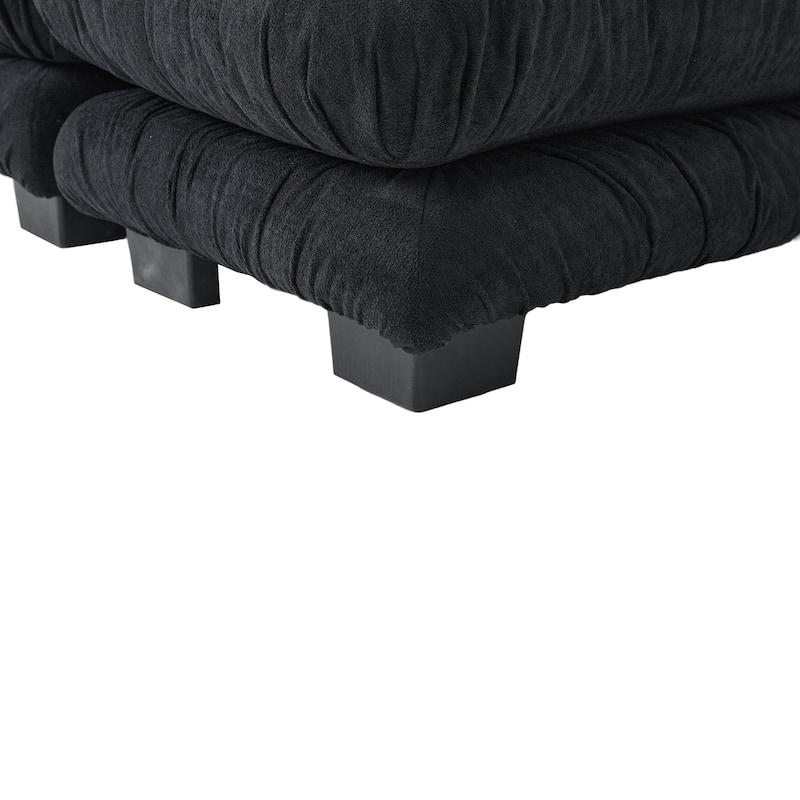 GDFStudio - Pelletized U Shape Cloud Couch with Bolster Armrest Pillows