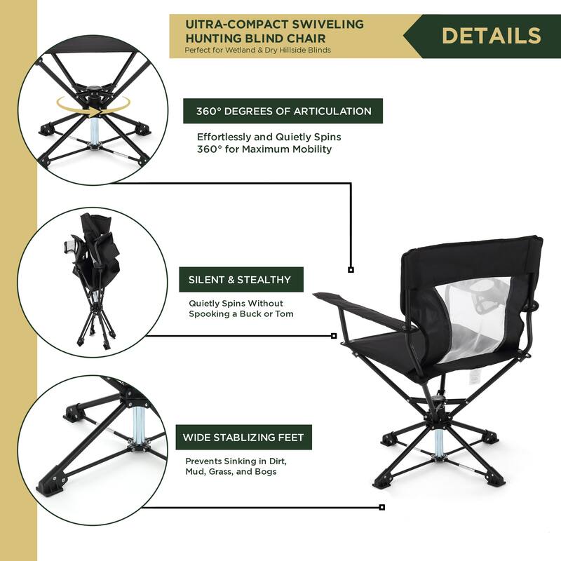 ARROWHEAD KKS0263U Charcoal Black Swivel Hunting Seat