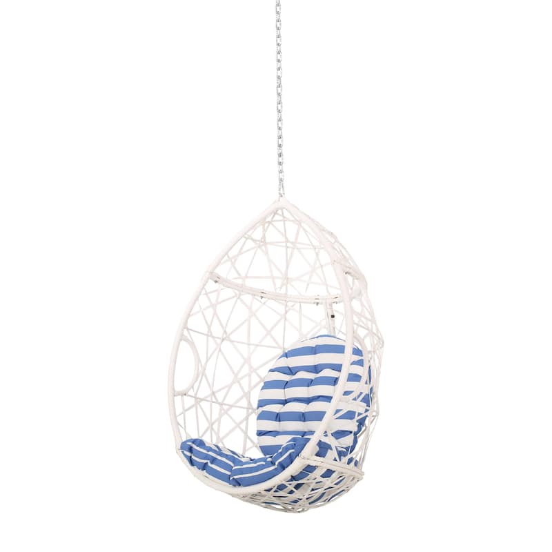 Baja Hanging Chair by Christopher Knight Home - 400 lb limit - White + White And Blue