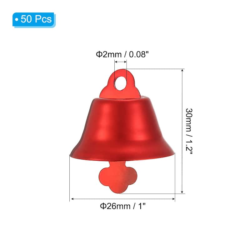 50Pcs Jingle Bells 1" Metal Hanging Bells