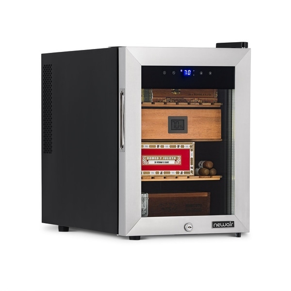 NewAir 250 Count Electric Cigar Humidor Wineador in Stainless Steel with Heating and Cooling. Opens flyout.