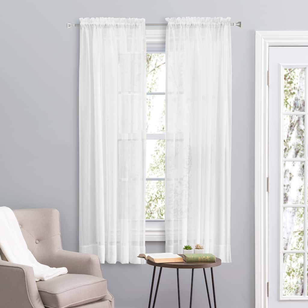 Sea Glass Semi-sheer Rod Pocket Single Curtain Panel or Full Bodied Valance