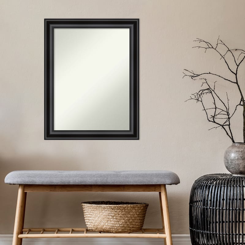 Non-Beveled Bathroom Wall Mirror - Grand Black Narrow Frame