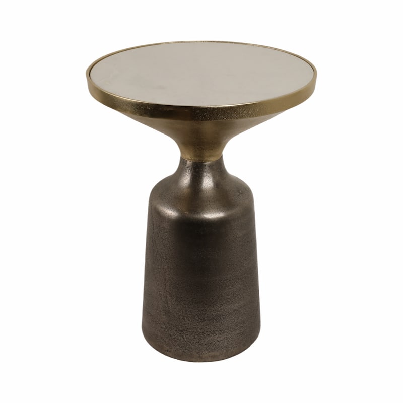 Metal Geometric Base End Table Marble Top - Green, 20 in. - 15" x 15" x 20"