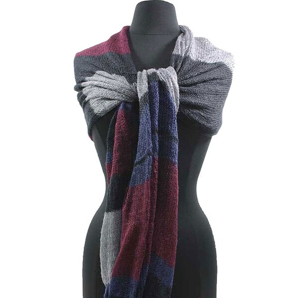 burgundy and gray scarf