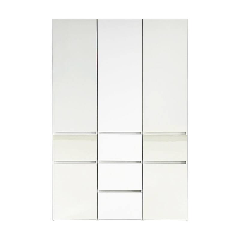 Ely Closet Cabinet Set, Double Mirror Doors, 5 Drawers, 71 Inch, White