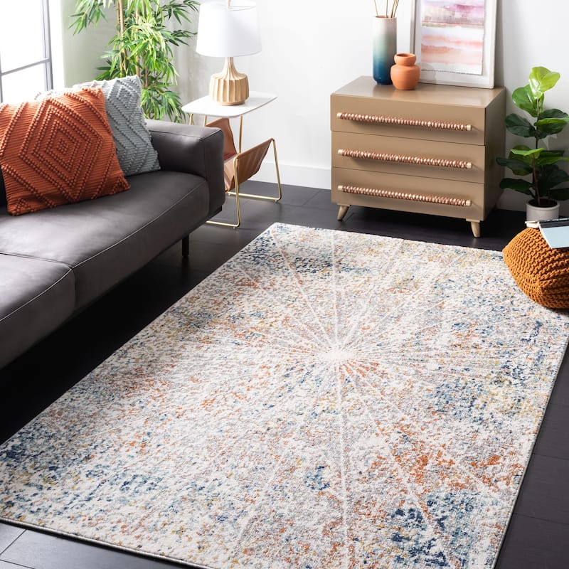 SAFAVIEH Aston Nedea Abstract Burst Rug - 3' x 5' - Ivory/Navy