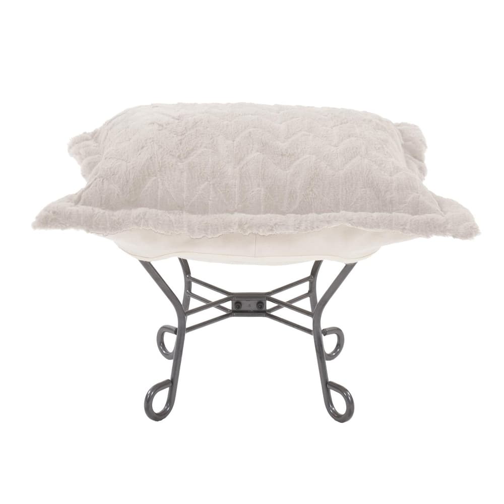 Allan Andrews Scroll Puff Ottoman with Titanium Frame & Cover, Angora Collection