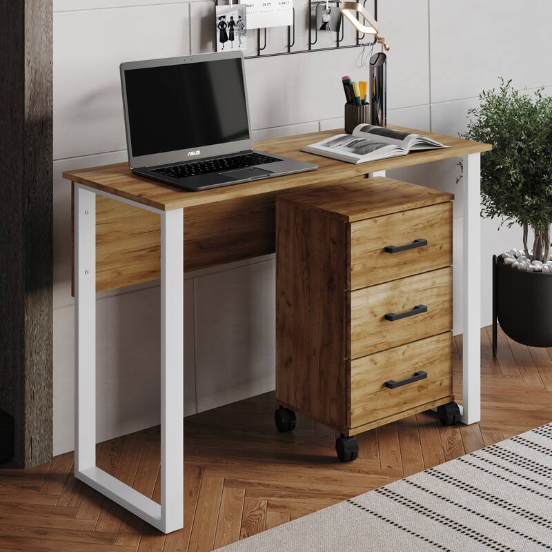 CraftPorch Luxury Writing Table with Drawer Cabinet