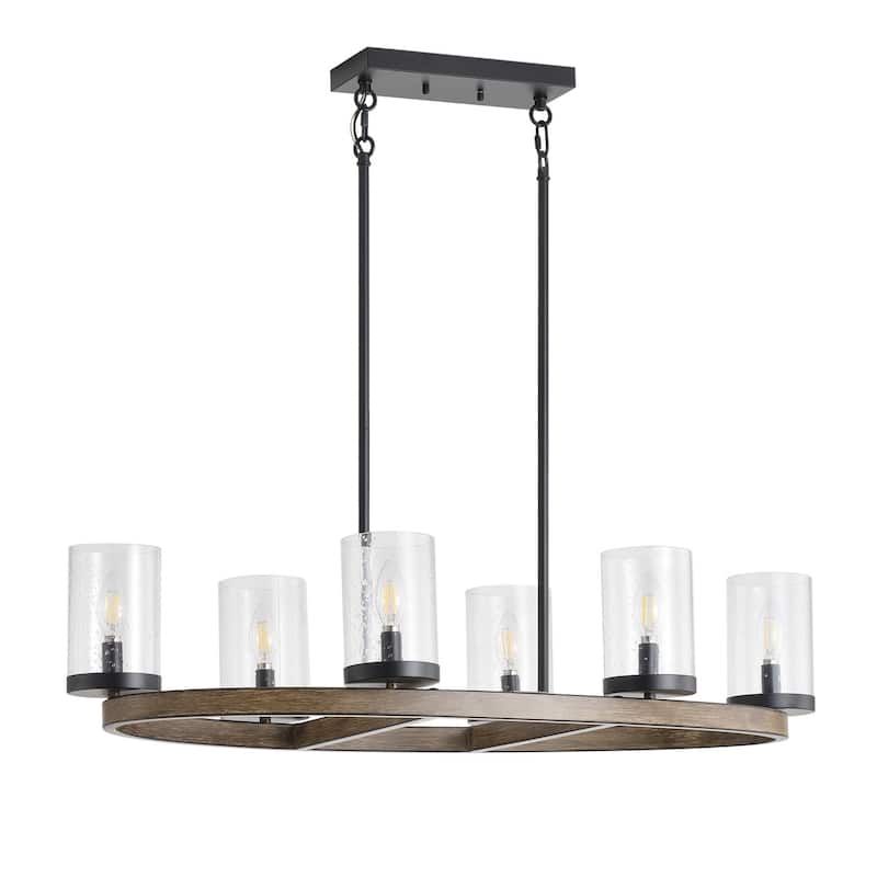 6-Lights Creative Modern Glass Shape Round Dimmable Chandelier - 35.8"D×10.2"W×72"H (Adjustable)
