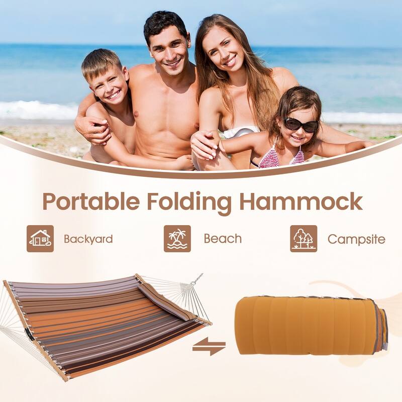 Gymax Patio Hammock Foldable Portable Swing Chair Bed Detachable