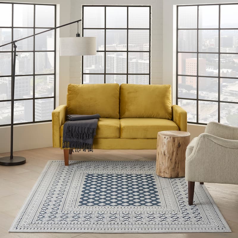 Nourison Calobra Moroccan Tile Bordered Indoor Outdoor Area Rug - 2'2" x 3'9" - Blue