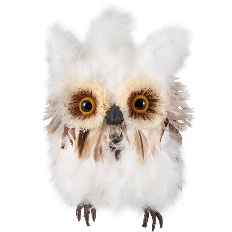 Woodland Feathery Owl Christmas Tabletop Figure - 7"