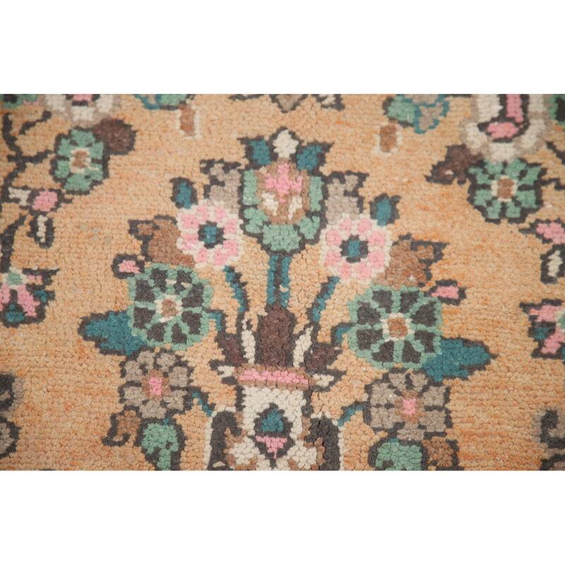 Hand Knotted Oriental 100% Wool Carpet Traditional Floral Oranges & Rust Hamedan Area Rug - 9' 1'' X 6' 0''