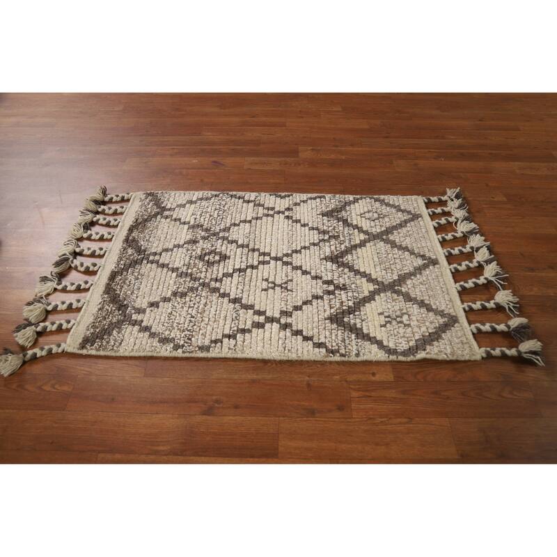 Moroccan Oriental Foyer Rug Hand-Knotted Accent Wool Carpet - 2'0"x 3'0"
