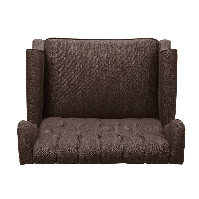 Oversized Wingback Push-Back Recliner with Footrest, Tufted Back, Nailheads
