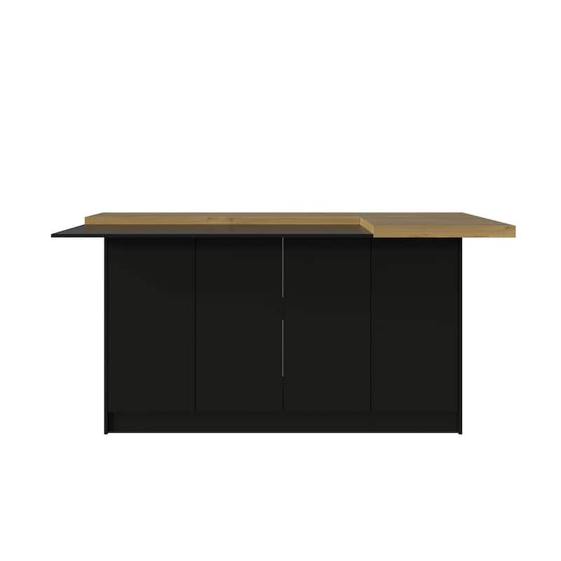 L-Shaped Countertop Island Sophisticated Storage Cabinet Dining Table - 77.3"x38"