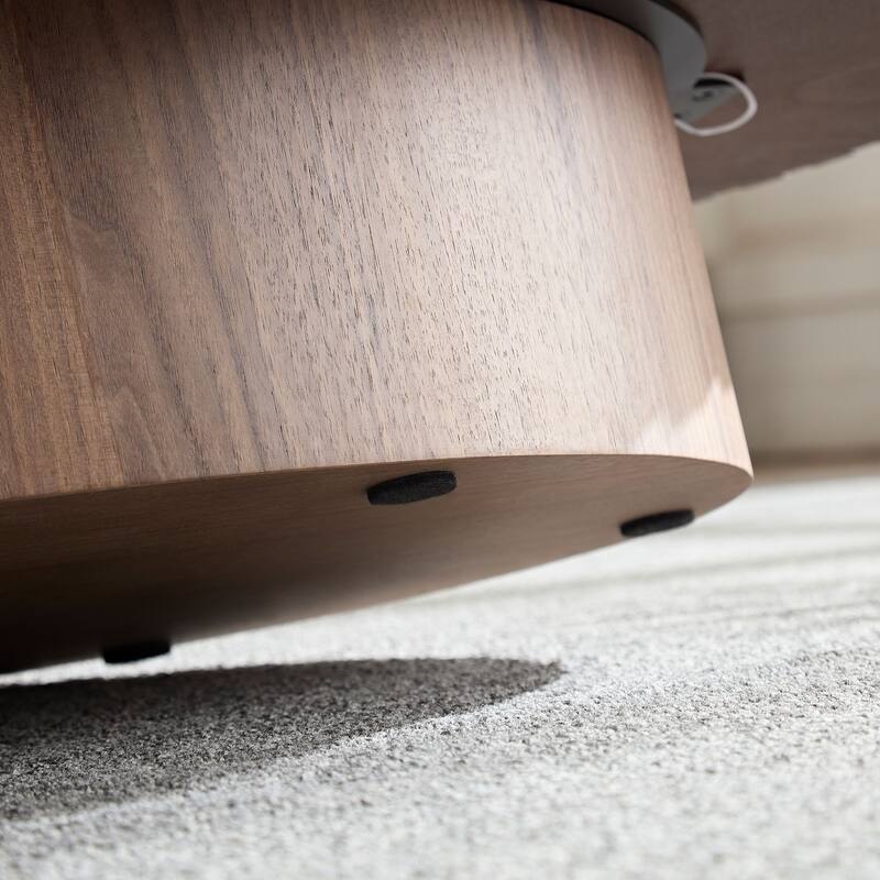 Modern Handcraft Drum Coffee Table Ellipse Coffee Table for Living Room,Oval Small Coffee Table with Sturdy Pedestal