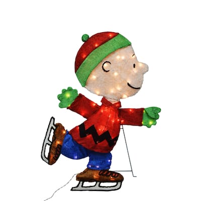 32" Peanuts L2D Prelit Led Yard Art Skating Charlie Brown