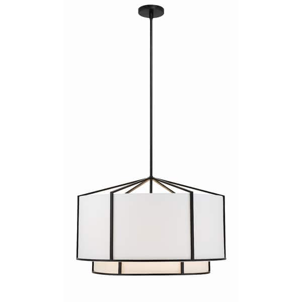 slide 2 of 7, Carlyn 6 Light Black Chandelier - 28"W x 19"H 28"W x 19"H