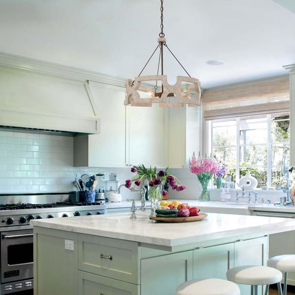 Shop Mid Century Modern 3 Lights Island Chandelier Chic White Drum Ceiling Pendant Lighting For Kitchen W 19 5 X H21 Overstock 31665210