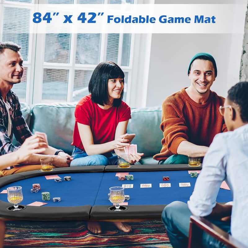 Gymax 84'' x 42'' 10-Player Foldable Padded Poker Table Top w/