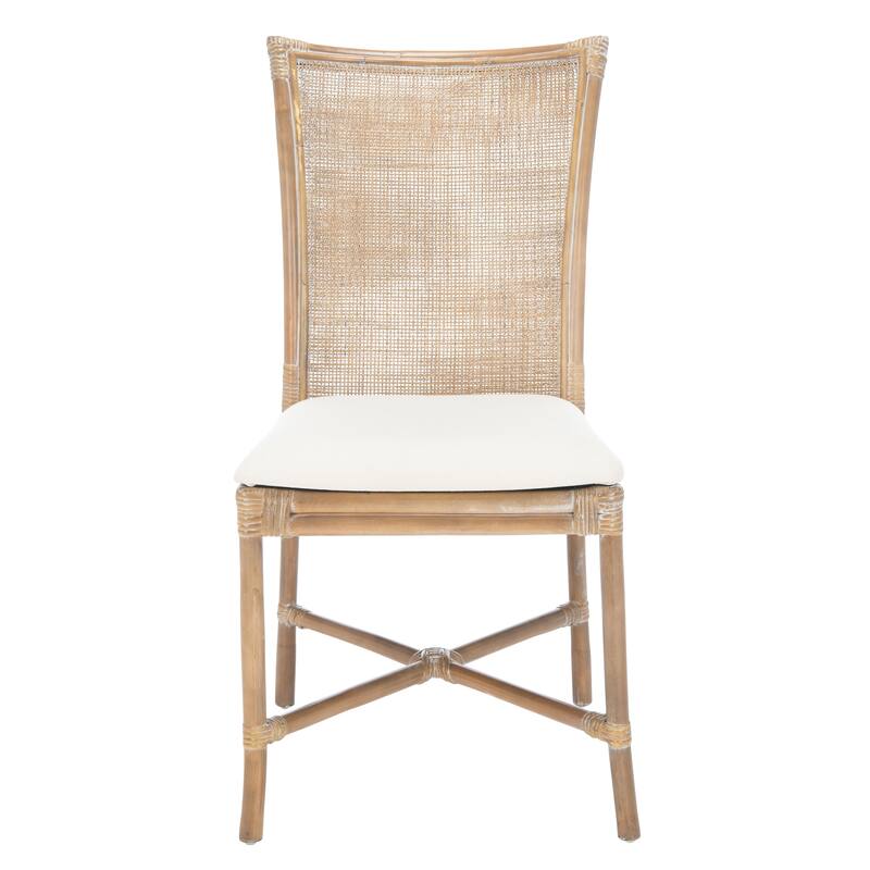 SAFAVIEH Paula Greywhitewash/White Rattan Accent Chair with Cushion - 18.1" W x 21.7" L x 35.4" H - 18Wx22Dx35H