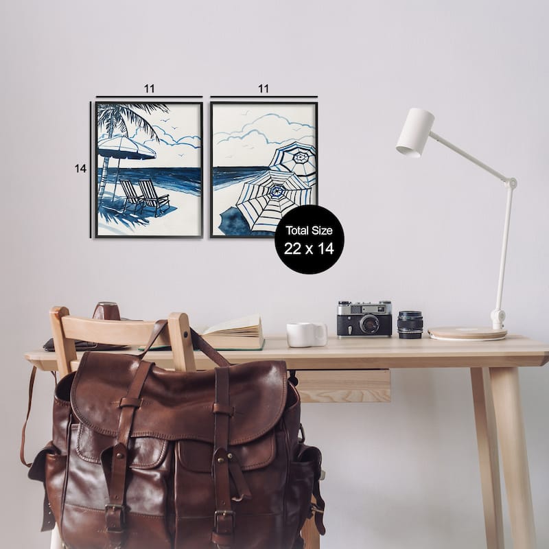 Stupell Tropical Ocean Views Framed Giclee Art Design By Carol Robinson (Set of 2)