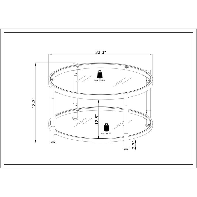 Contemporary End Table with Tempered Glass Top
