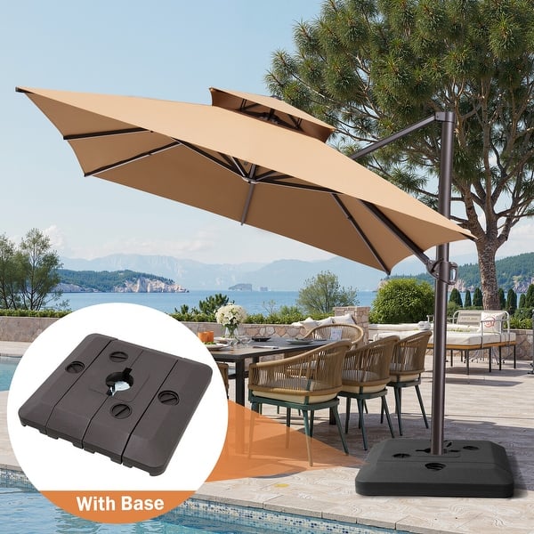 costco patio movable umbrella 11' LED Solar Round Cantilever Umbrella