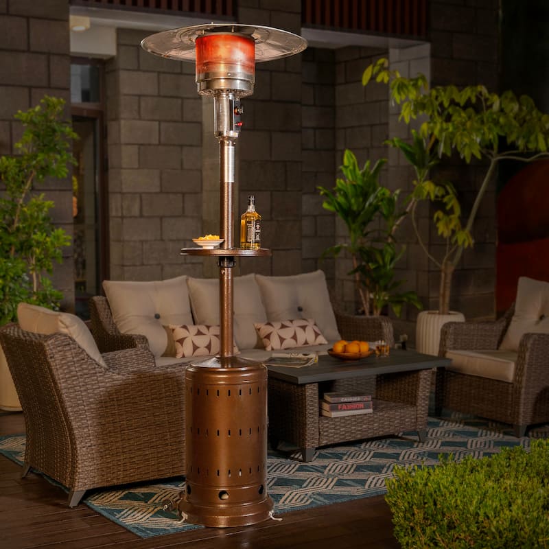 Outdoor Metal Propane Gas Patio Heater with Wheels and Drink Stand