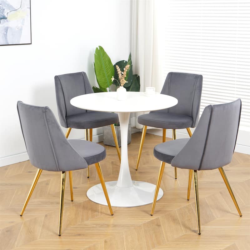 Modern Grey Velvet Dining Chairs Set of 4