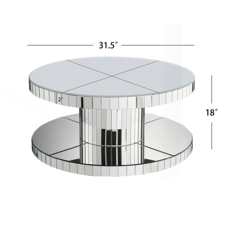 Luxurious Double-Tier Round Mirror Table for Stylish Living Rooms