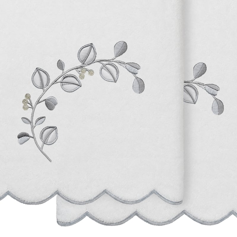 Authentic Hotel and Spa 100% Turkish Cotton WILD BRANCH Scallop Embellished Towel Collection