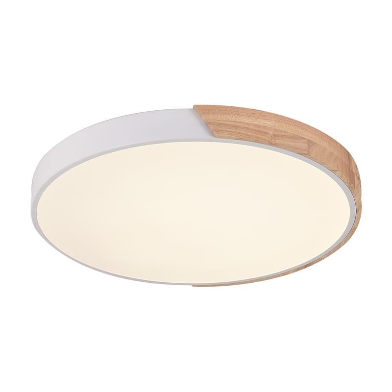 Modern Dimmable Round Wood Dome Integrated LED 3000K Flush Mount Ceiling Light