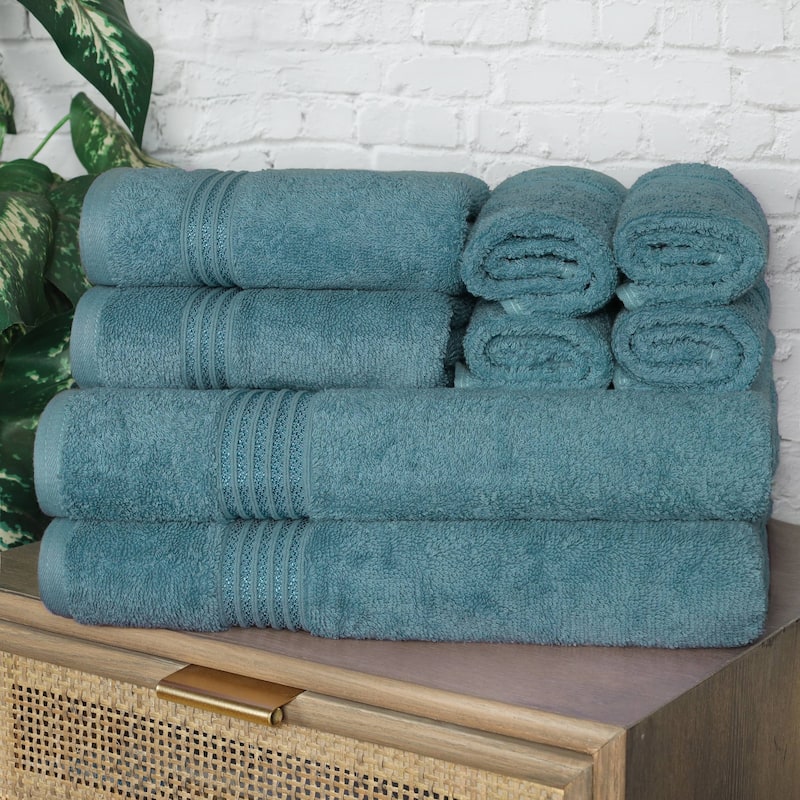 Superior Heritage Egyptian Cotton Absorbent 8-Piece Towel Set - Sapphire