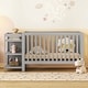 preview thumbnail 2 of 7, Gray Convertible Crib/Full Size Bed with Changing Table