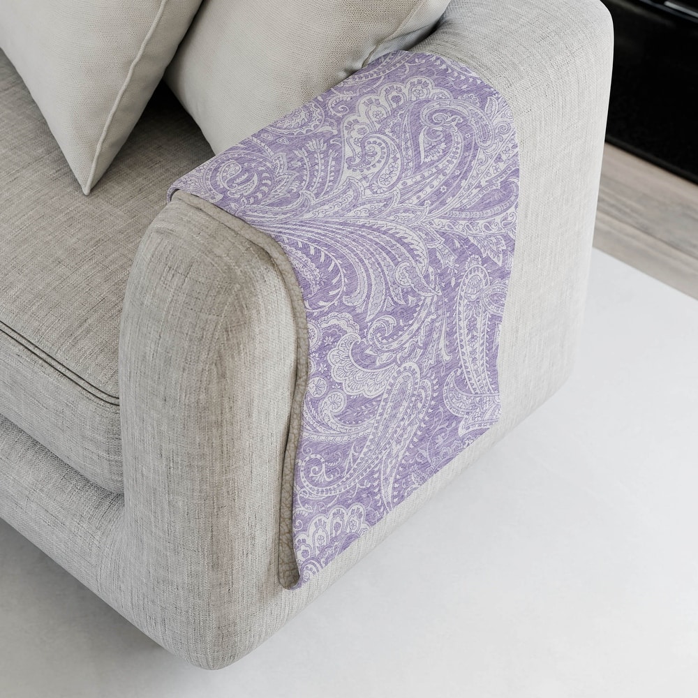 Premium Machine Washable Paisley Sherpa Throw Blanket