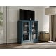 preview thumbnail 5 of 35, Palace Imports 100% Solid Wood TV Stand with Clear Glass Doors for TVs up to 32" Teal Blue