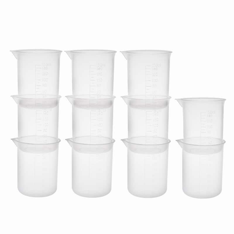 11pcs Measuring Cup Lab PP Plastic Graduated Beaker 150ml - Transparent