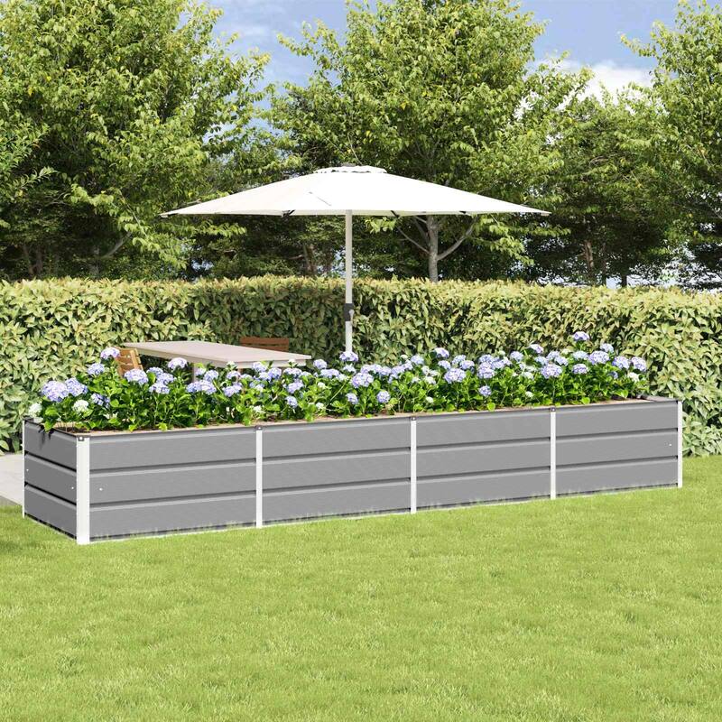 vidaXL Planter in Steel - 62.99 x 31.50 x 17.72 - Grey - 125.98 x 31.50 x 17.72 in