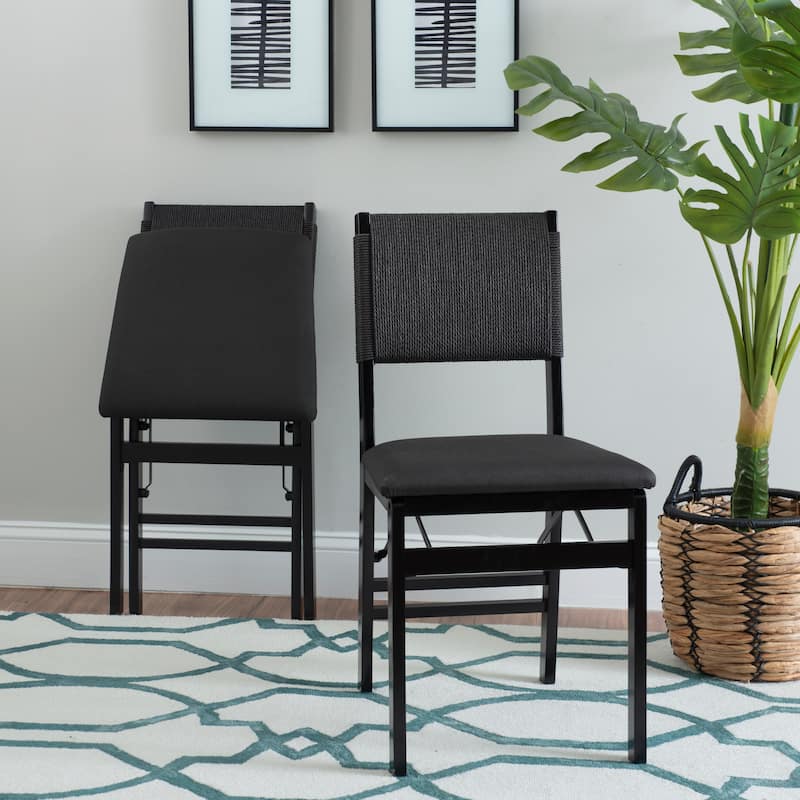 Imperial Wood Rope Folding Dining Chair (Set of 2) - Black
