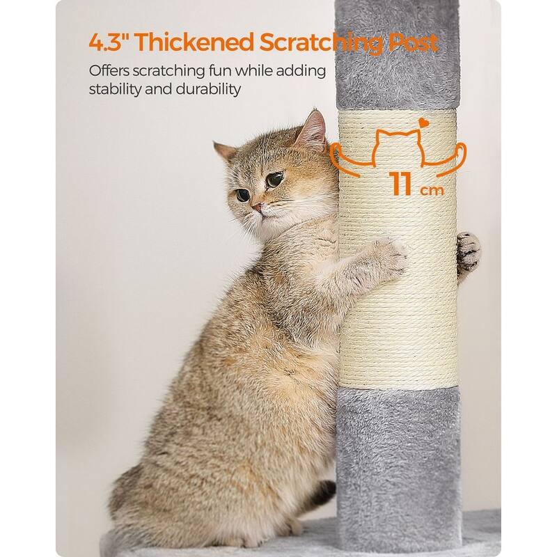 Plush Multi-Level Cat Tower with 2 Spacious Cat Caves and Scratching Posts