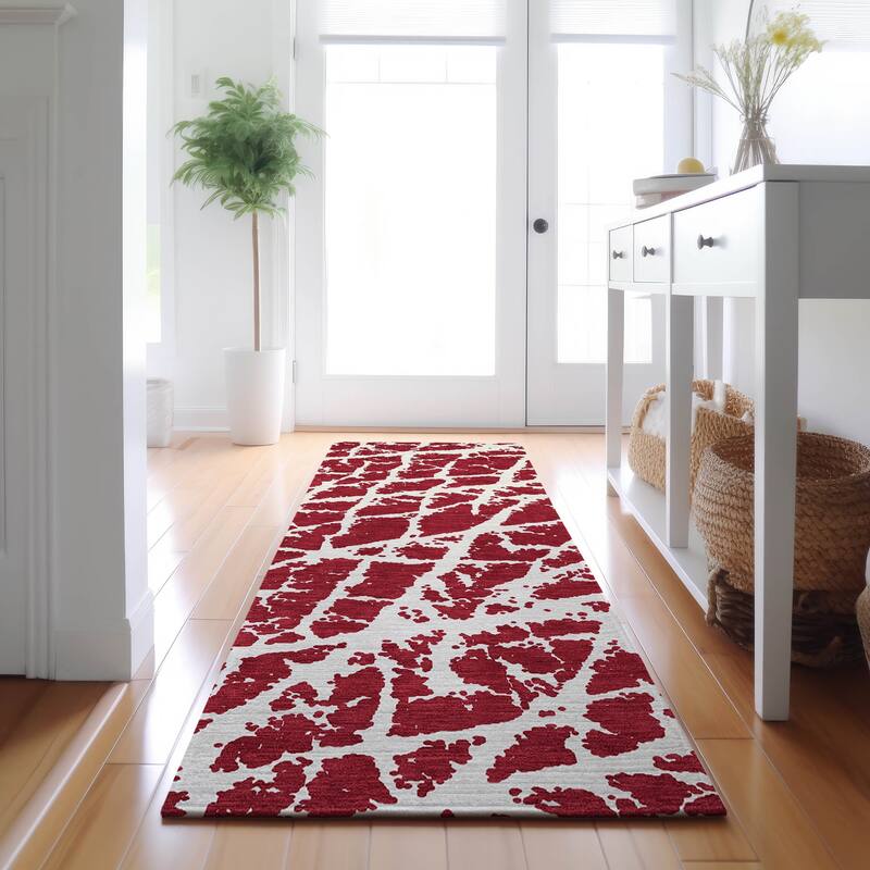 Premium Washable Super Soft Modern Crackle Mayfield Rug - Red - 2' 3" x 7' 6" - Runner