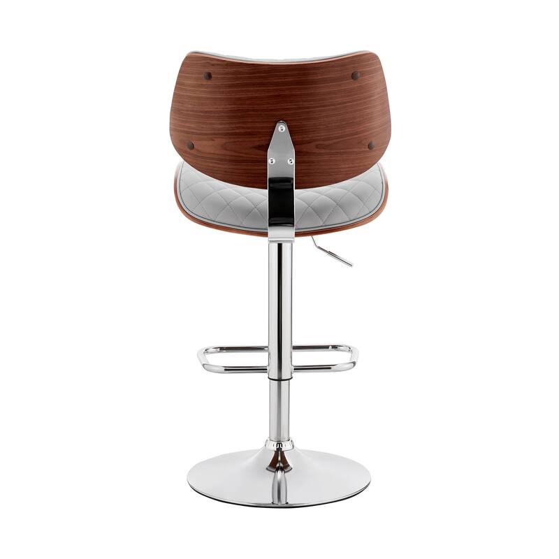 Leland Adjustable Faux Leather and Metal Bar Stool