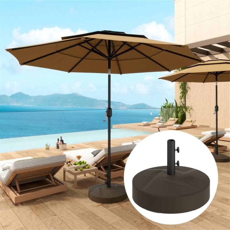 Heavy Duty Outdoor Garden Umbrella Base Adjustable Parasol Stand for Patio Poolside HDPE Plastic Sand or Water Fill