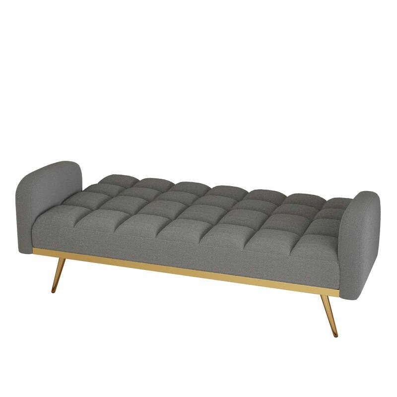 68.5-inch teddy velvet sofa bed with throw pillows